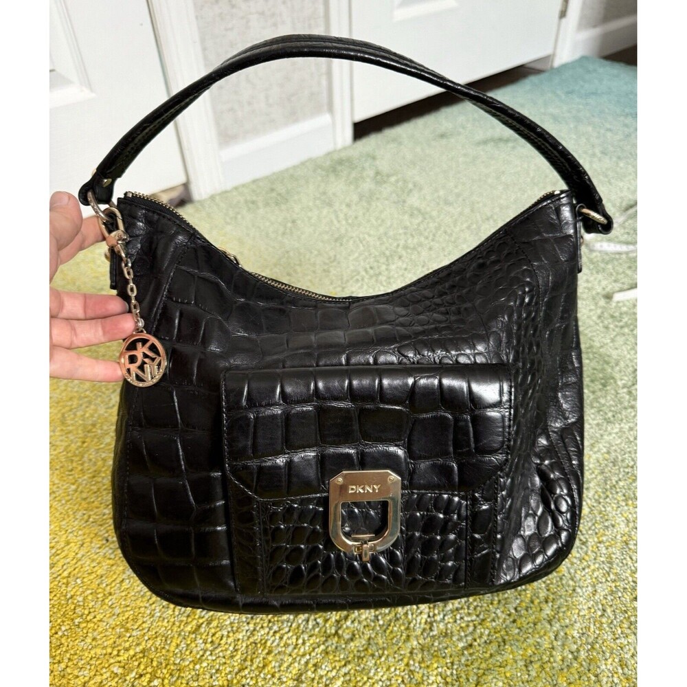 DKNY Women’s Black Genuine Leather Shoulder Bag